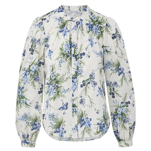 Veronica Beard Ashlynn Cotton Blouse in Off-White Multi Size 8 - Picture 7 of 12